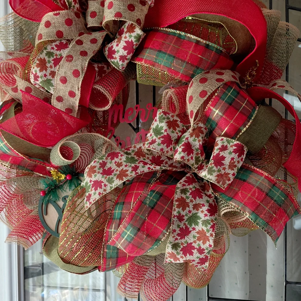 Festive Red and Green Holiday Wreath